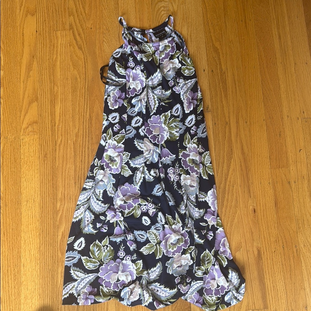 Enfocus Studio Black and Purple Halter Maxi Dress